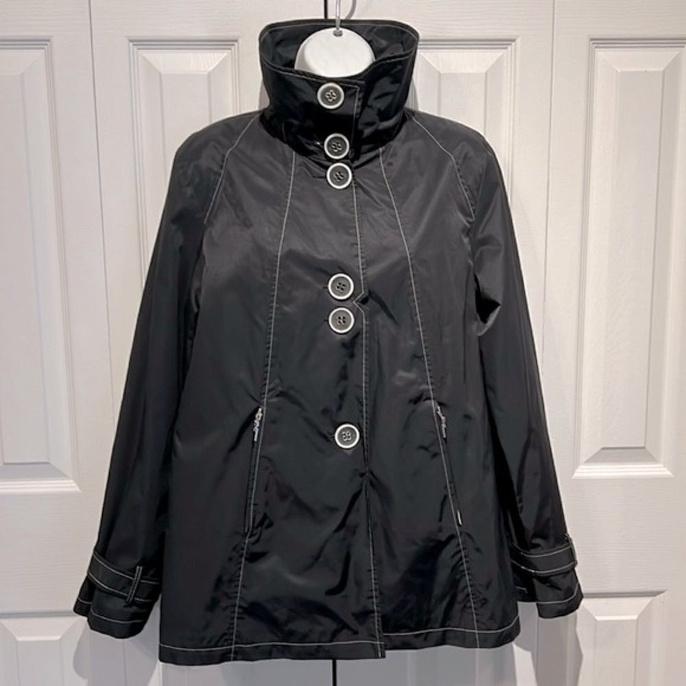 Kristen Blake Black Water Repellent Button Up Jacket Size M
